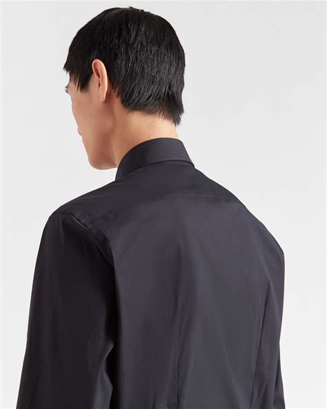 prada camicia|Black Stretch Cotton Shirt .